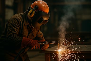 operator przy ręcznym przepalaczu gazowym