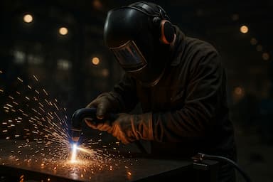 operator przy ręcznym przepalaczu plazmowym